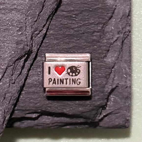 I ❤️ Painting Italian Charm Bracelet Link - Picture 1 of 1